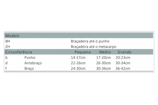 BRACADEIRA ZH ATE O METACARPO COMFORTLINE COM POLEGAR 30-40